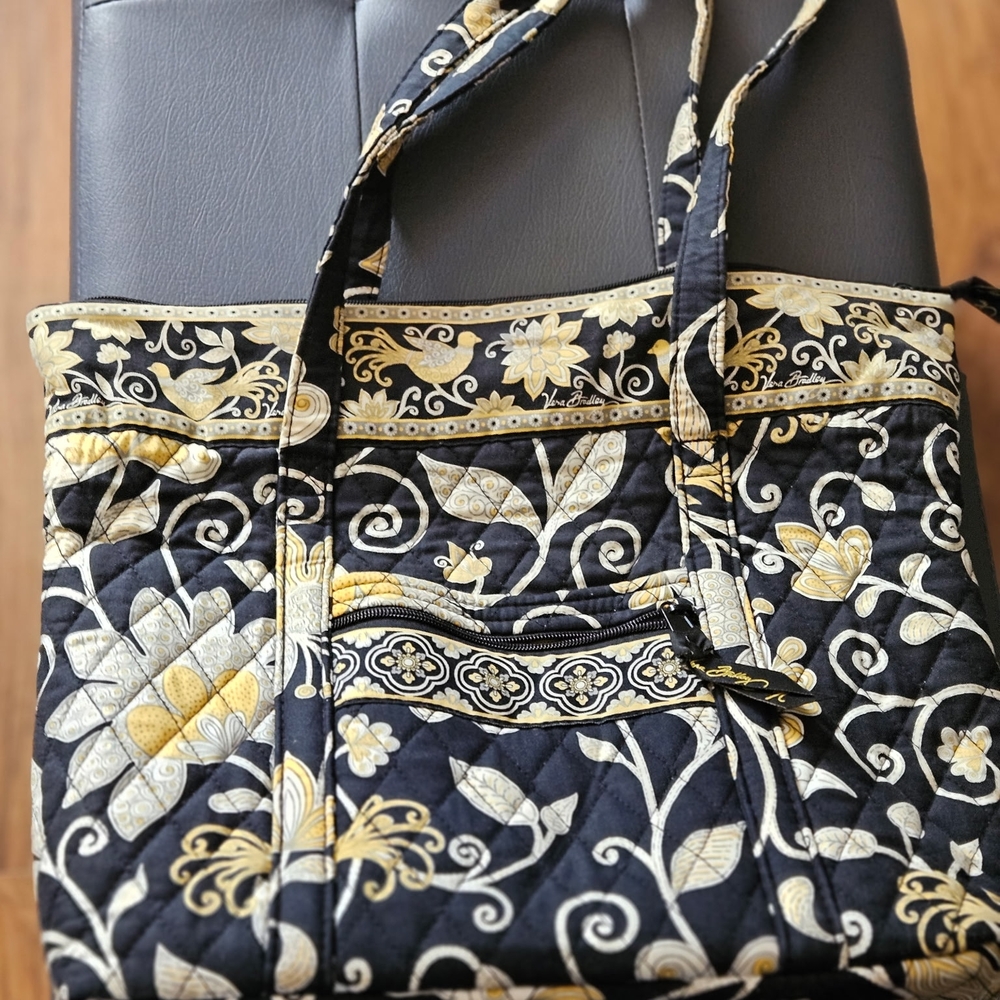 Floral Black and Gold Tote Bag